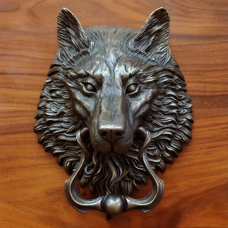 Karl Sanders - Nickel-Plated Bronze Wolf Door Knocker (Large) – Day in the  Life Gallery and Design Studio